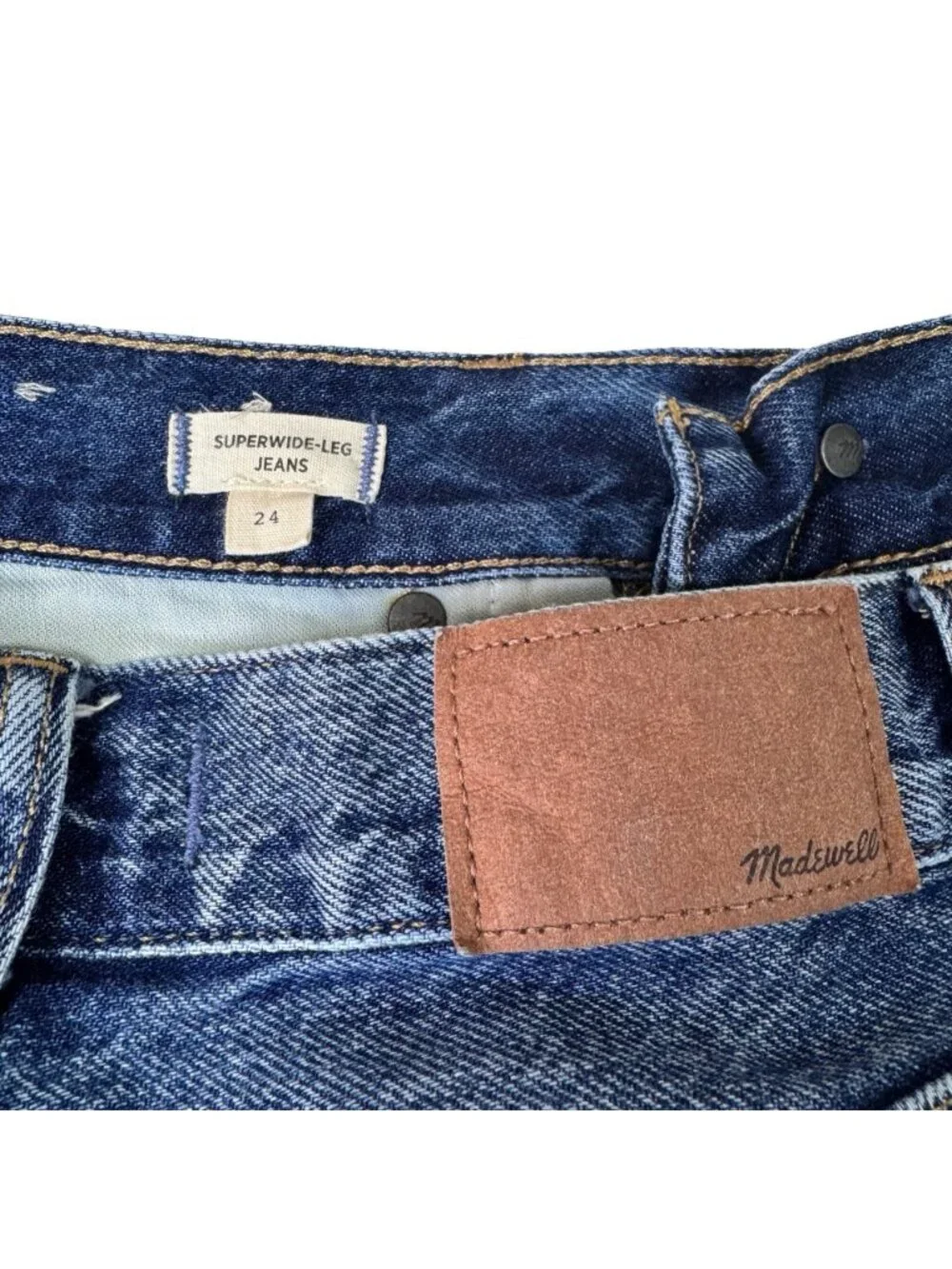 Madewell Superwide Leg Jeans Sz 24, High Rise Minimalist Grunge - Picture 7 of 12